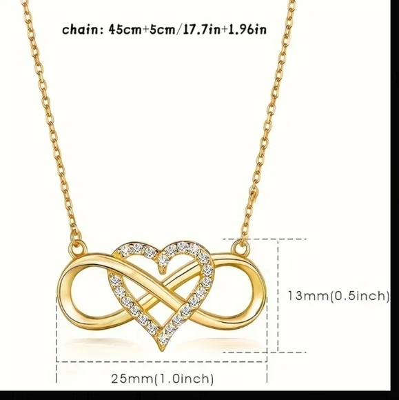 Elegant Infinity Heart Pendant Necklace Gold - Picture 4 of 5